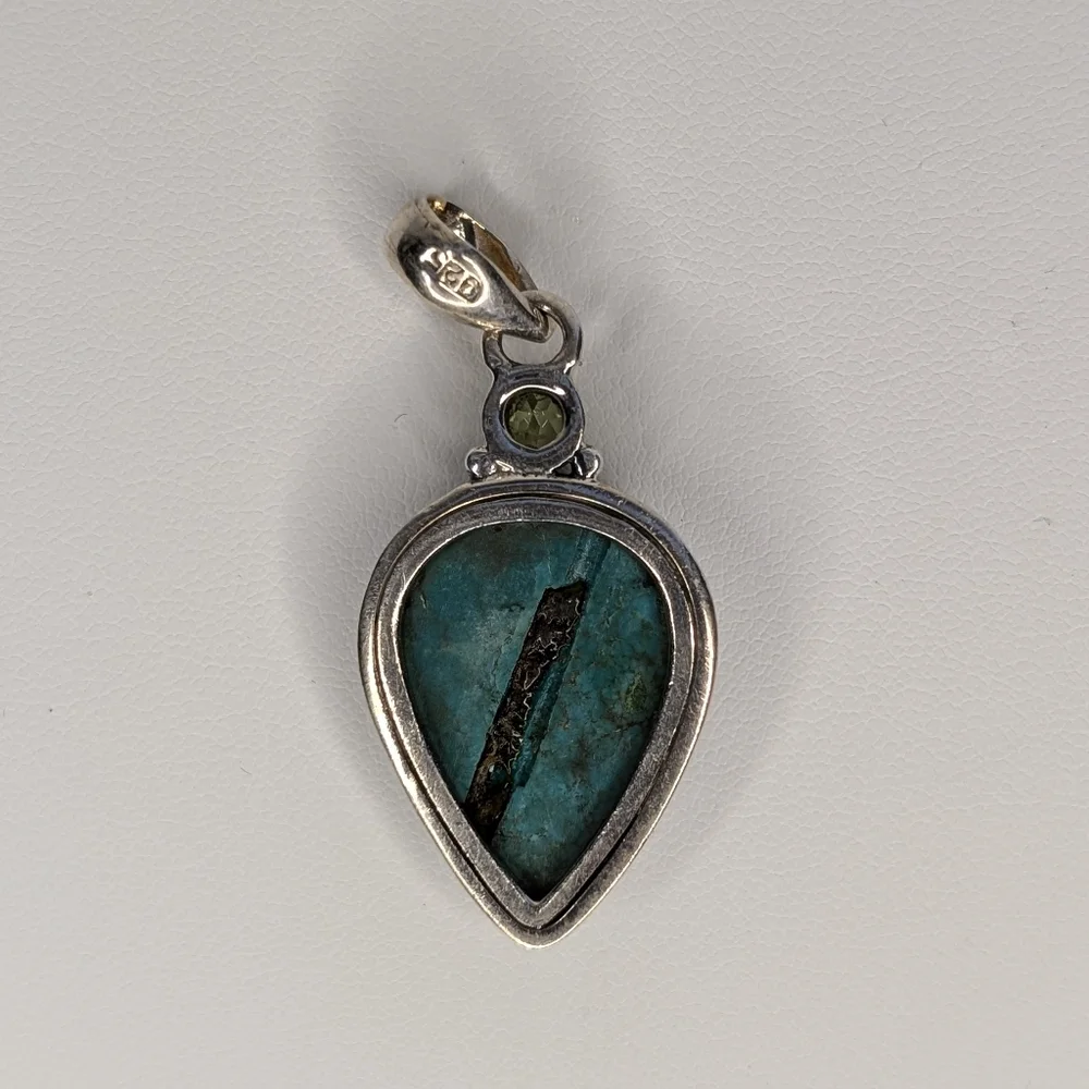 Turquoise Peridot Pendant S925 Sterling Silver - Picture 3 of 3